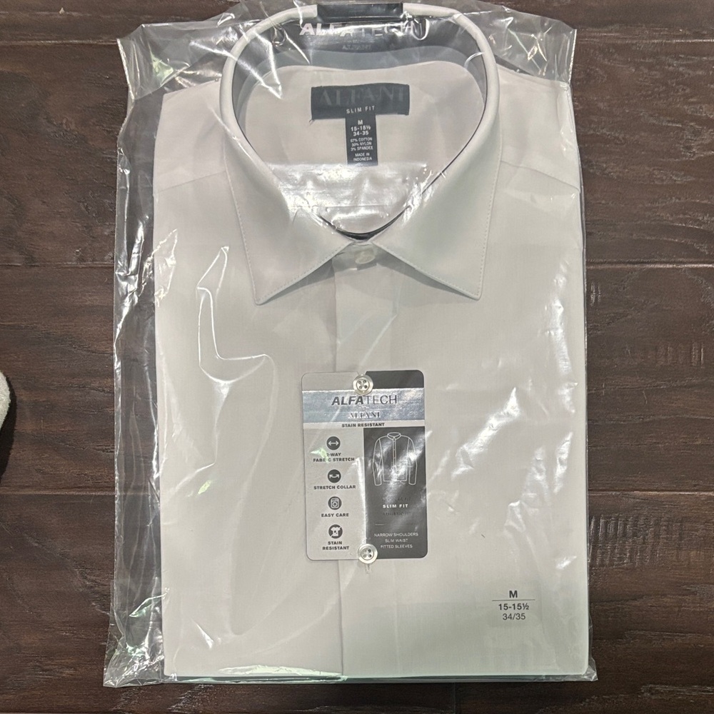 Alfani Men's Classic Slim Fit White Dress Shirt